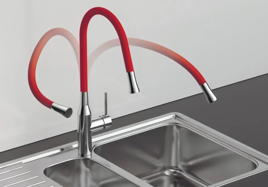 Смеситель для кухни Omoikiri Yatomi 49942 с гибким изливом (детальная фотография), современные, hi-tech