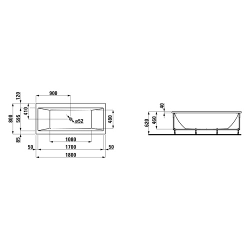 Ванна акриловая Laufen Pro 180х80 см с LED подсветкой 2.3295.5.000.615.1 (детальная фотография), современныe, hi-tech