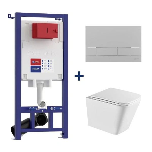 Унитаз с инсталляцией Lemark Florex клавиша хром матовый 100803421 (детальная фотография)
