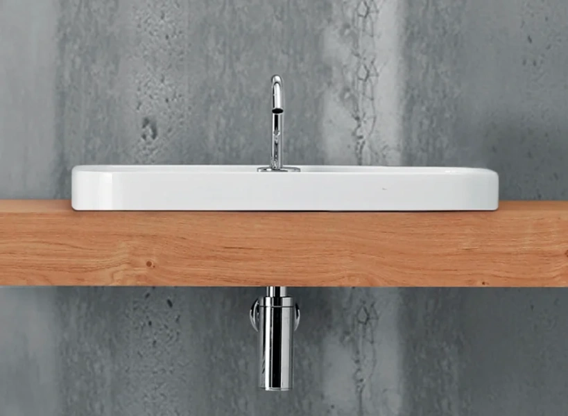 Раковина Kerasan Tribeca 60 см белая 514201*1 (детальная фотография), в форме чаши, прямоугольной формы