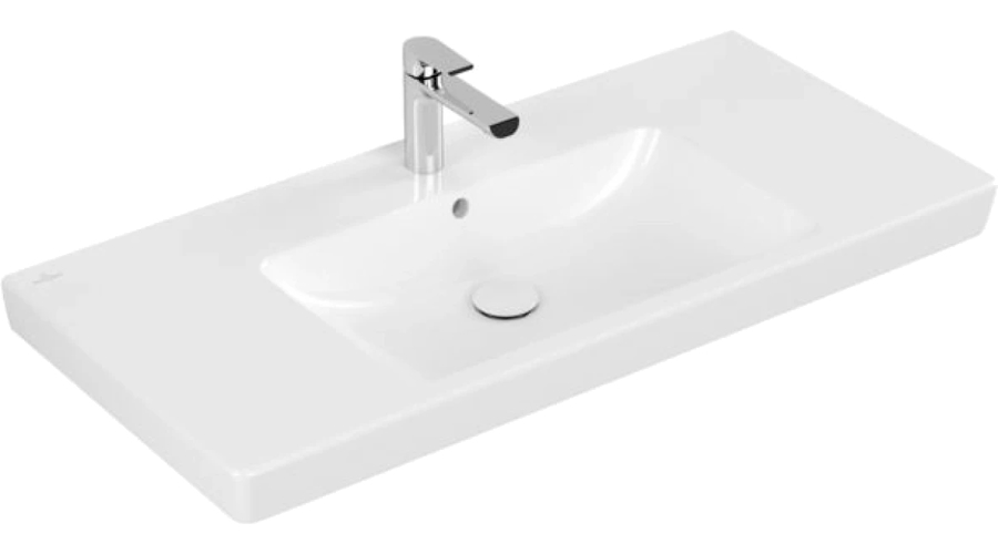 Раковина Villeroy & Boch Subway 2.0 100 см с антигрязевым покрытием, альпийский белый 7175A0R1 (детальная фотография)