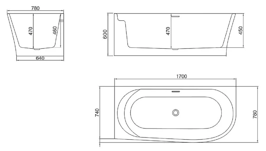 Ванна акриловая BelBagno 170х78 см монтаж в правый угол BB410-1700-780-R (детальная фотография), современныe, hi-tech