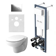 Унитаз с инсталляцией Am.Pm Willow с сиденьем микролифт и клавишей