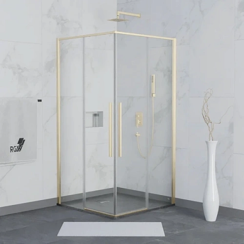 Душевой уголок RGW Stilvoll SV-31G 100x100 см профиль золото Brush, стекло прозрачное - фото 3