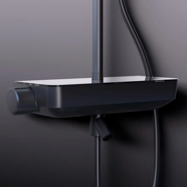 Душевая стойка Damixa Scandinavian Pure черная 936760300 (детальная фотография), с изливом