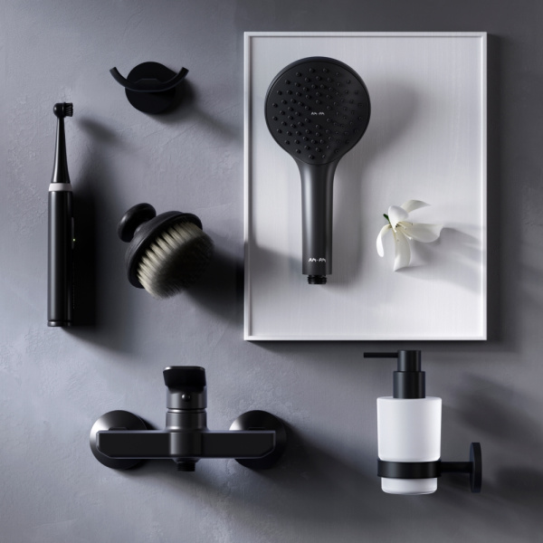 Смеситель для душа Am.Pm X-Joy черный F85A20022 (детальная фотография), с 2 монтажными отверстиями