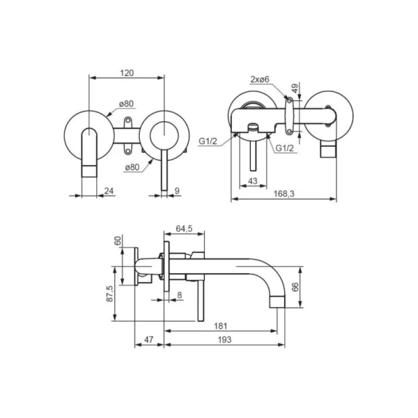 Смеситель для раковины Damixa Scandinavian Pure встраиваемый, черный 360260300 (детальная фотография), для раковины