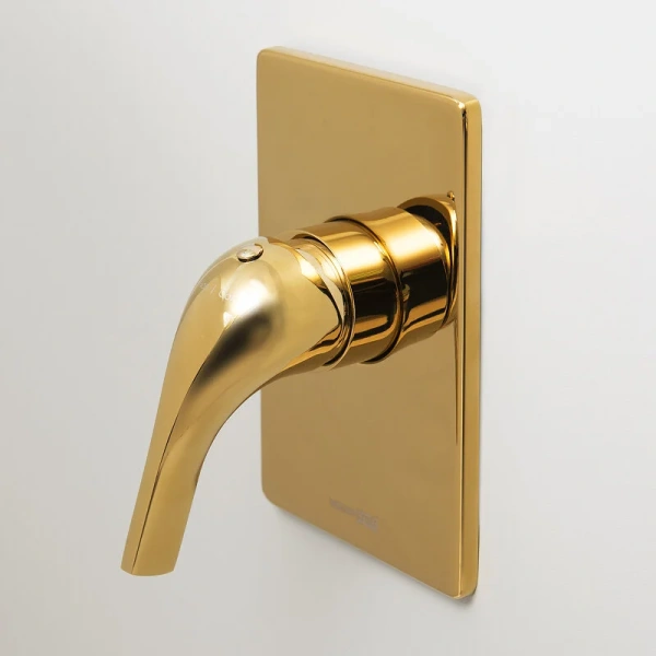 Смеситель для раковины WasserKRAFT Sauer глянцевое золото A71573 (детальная фотография), скрытого монтажа, встраиваемые в стену