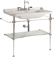 Консоль под раковину со стеклянной полочкой, цвет хром Kerasan Waldorf