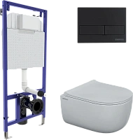 Унитаз с инсталляцией BERGES Ego кнопка черная