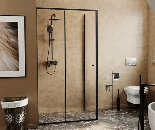 Душевой уголок WasserKRAFT Dill 140х100 см профиль черный 61S37 (детальная фотография), стеклянные, угловые, без поддона