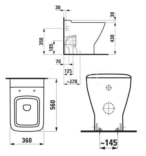 Унитаз напольный Laufen Palace New 8.2370.1 (детальная фотография), напольные
