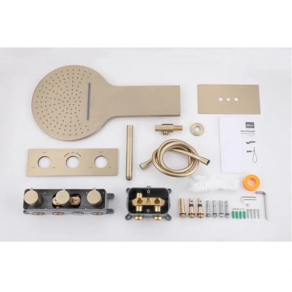 Душевой комплект Abber Wasser Kreis золото матовое AF8151G (детальная фотография), золотые