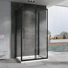 Душевой уголок Abber Schwarzer Diamant 150x60 см профиль черный, стекло прозрачное