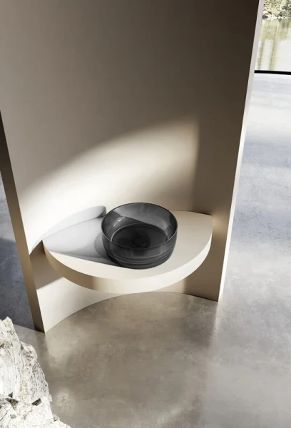 Раковина Abber Kristall AT2804 40 см прозрачная (детальная фотография), накладные (на столешницу), пристенные