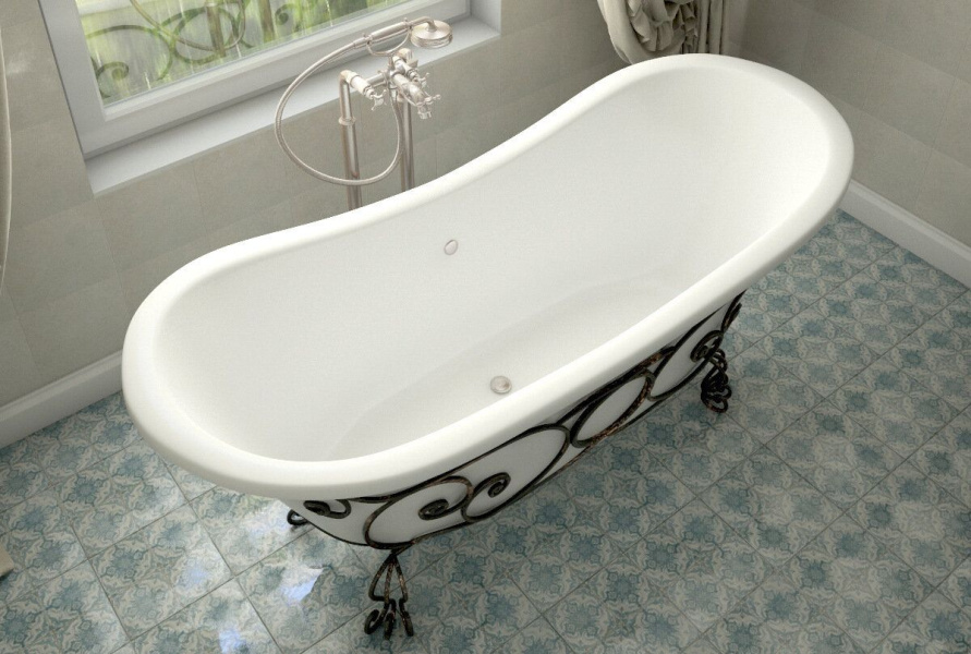 Ванна из литьевого мрамора Эстет Бостон 180х74 см белая матовая ФР-00014525 (детальная фотография), овальные