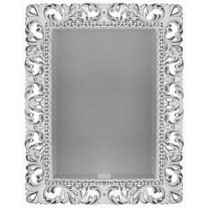 Зеркало прямоугольное с фацетом, цвет белый глянец с серебром, Tessoro Isabella 75