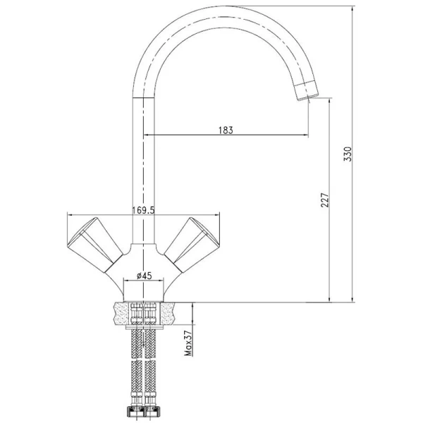 Смеситель для кухни IDDIS Bounce высокий излив BOUSBJ0i05 (детальная фотография), высокие, недорогие, округлая форма