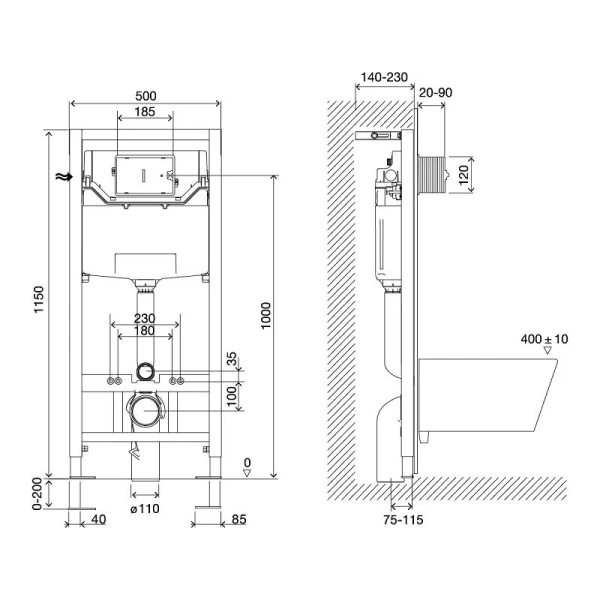 Унитаз с инсталляцией Lemark Glazer клавиша черный матовый 100122432 (детальная фотография), с инсталляцией