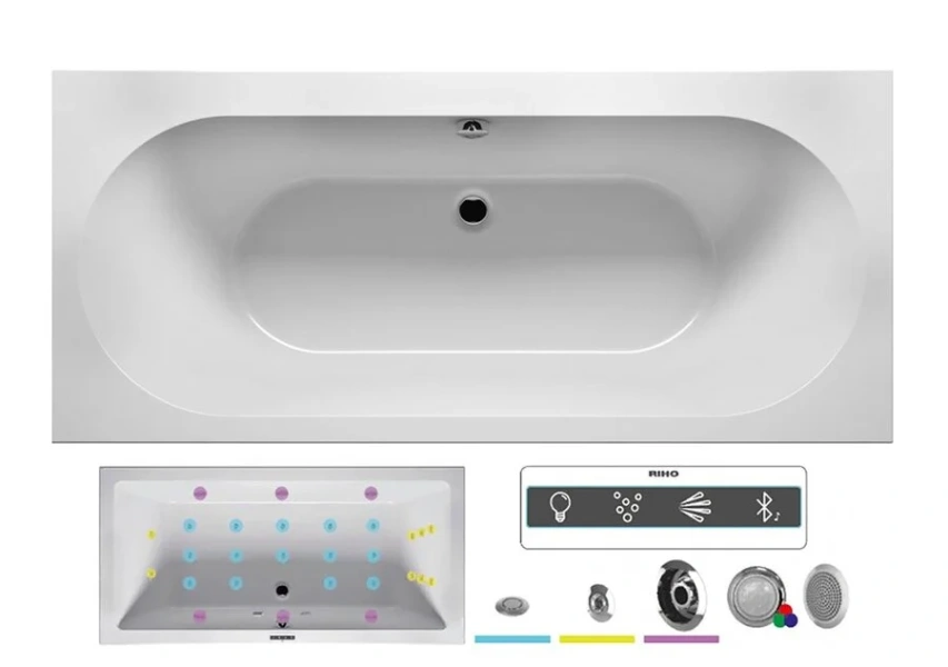 Ванна гидромассажная Riho Carolina 180 x 80 см, JOY BB5400500000000_JOY (детальная фотография), акриловые