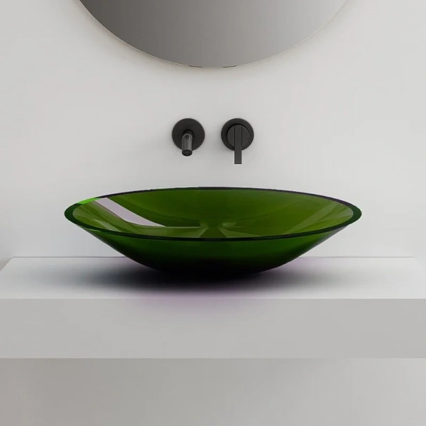 Раковина Abber Kristall 53 см зеленая AT2812Emerald (детальная фотография), накладные (на столешницу), пристенные
