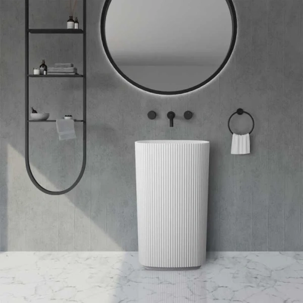 Раковина Abber Stein 55 см белая матовая AS2502-H (детальная фотография), напольные, свободностоящие