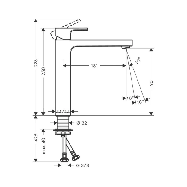 Смеситель для раковины Hansgrohe Vernis Shape хром 71591000 (детальная фотография), для раковины
