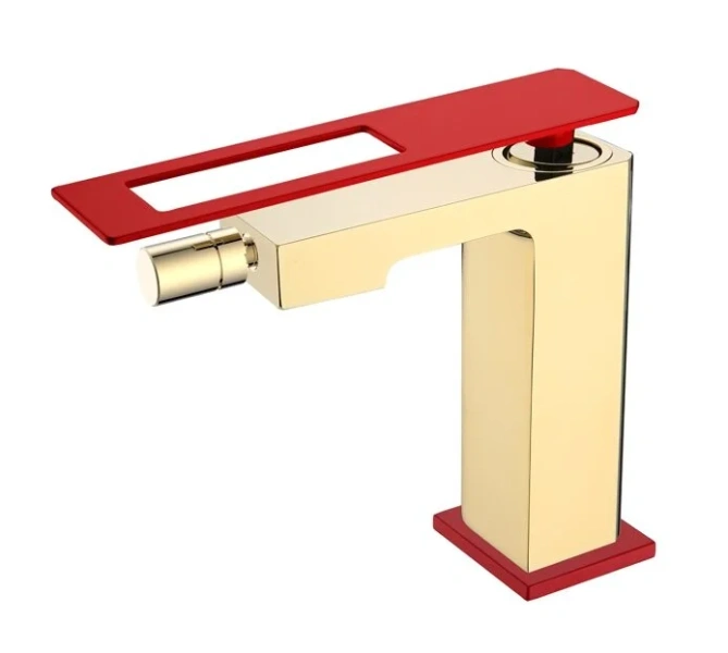Смеситель для биде Boheme Q золото/красный 146-GR (детальная фотография)