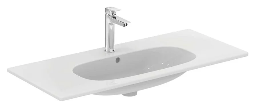 Раковина Ideal Standard Tesi T3508 100 см с отверстием под смеситель (детальная фотография), подвесные, пристенные