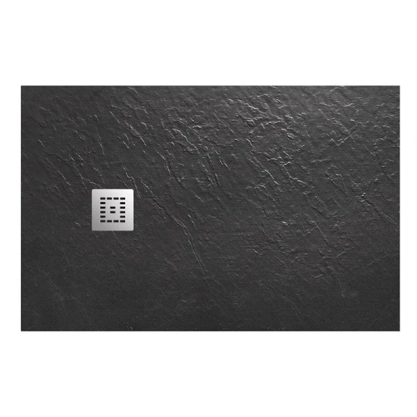 Душевой поддон BelBagno Uno 120х90 см черный, накладка хром TRAY-MR-UNO-AH-120/90-35-NERO-CR (детальная фотография)