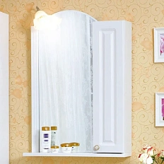 Зеркало со шкафчиком справа, цвет белый глянец, Бриклаер Анна 60 R