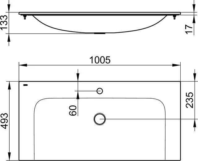 Раковина мебельная Keuco Plan 100 см белая 32970 311001 (детальная фотография), в наличии
