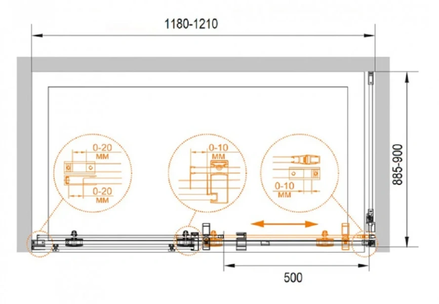 Душевой уголок Cezares Stylus M 120х90 см профиль хром STYLUS-O-M-AH-1-120/90-C-Cr (детальная фотография), прямоугольные