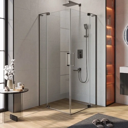 Душевой уголок Cezares Slider 110х110 см стекло прозрачное профиль оружейная сталь - фото 10