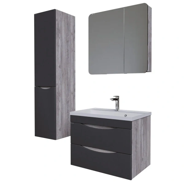 Тумба под раковину подвесная Grossman Талис 79 см бетон пайн/серая 108013 (детальная фотография), моноблок