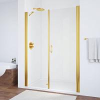 Душевая дверь профиль золотой стекло прозрачное Vegas-glass