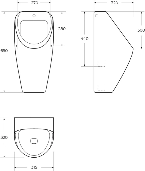 Писсуар подвесной Cezares белый CZR-5871-UH (детальная фотография), современные, hi-tech