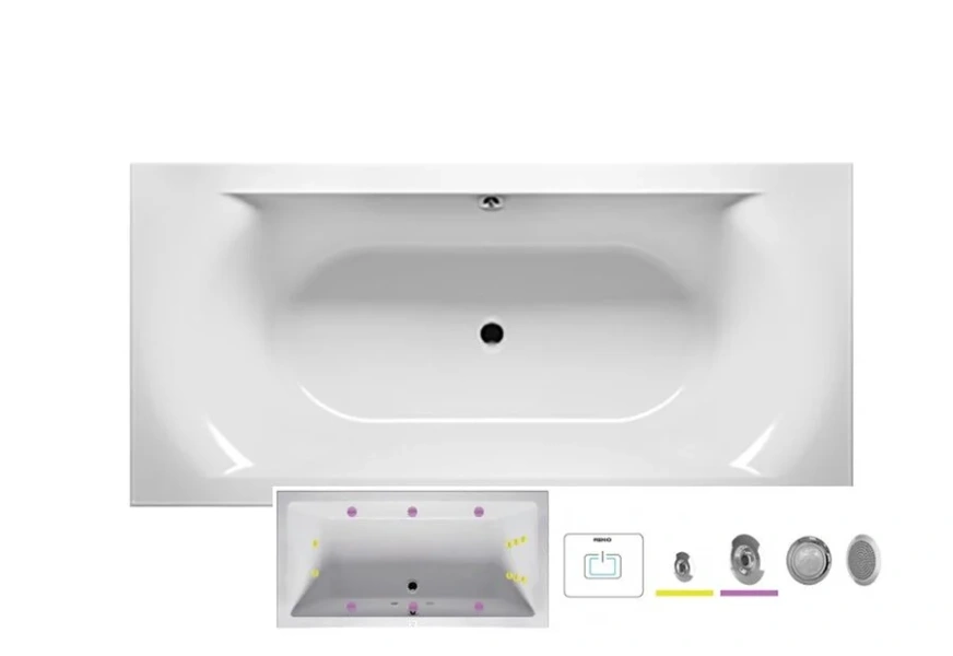 Ванна гидромассажная Riho Lima 190 x 90 см, FLOW2 BB4800500000000_FLOW2 (детальная фотография)