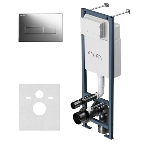 Инсталляция для унитаза Am.Pm ErgoFit клавиша глянцевый хром, кнопки прямоугольные - фото 3