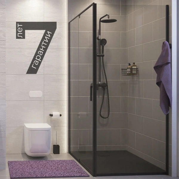 Душевой уголок WasserKRAFT Elbe 80x100 см профиль черный, стекло прозрачное 74P29 (детальная фотография), прозрачные