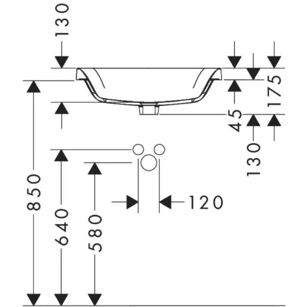 Раковина Hansgrohe Xuniva Q 55 см белая 60158450 (детальная фотография), встраиваемые (в столешницу)