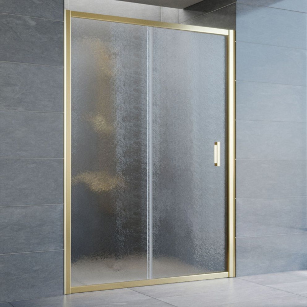 Душевая дверь профиль золотой стекло шиншилла Vegas-glass ZP 135 09 02 (детальная фотография)
