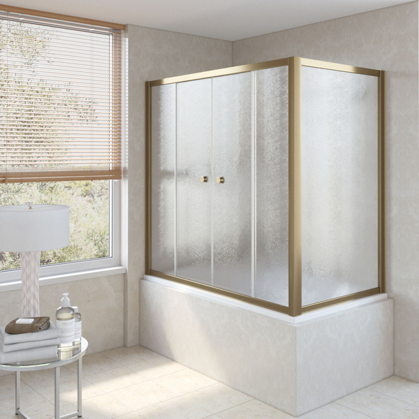 Душевая шторка на ванную профиль бронза стекло шиншилла Vegas-glass Z2V+ZVF 160*75 05 02 (детальная фотография)