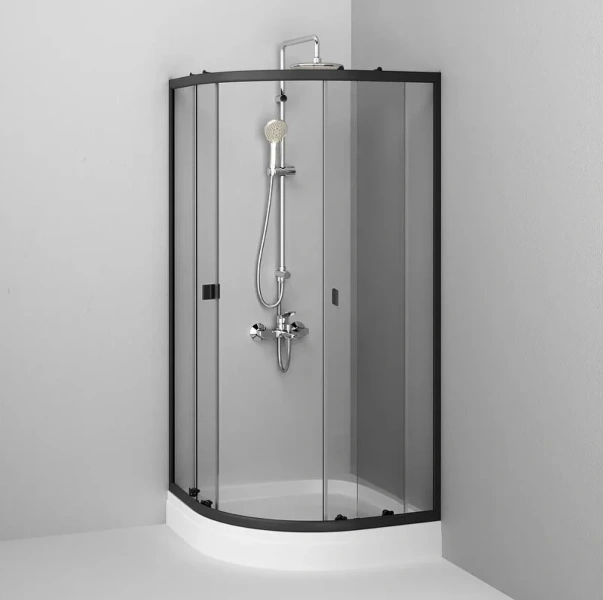 Душевой уголок Am.Pm X-Joy 90x90 см с поддоном, черный профиль W88E-205-090BT64 (детальная фотография), 90х90
