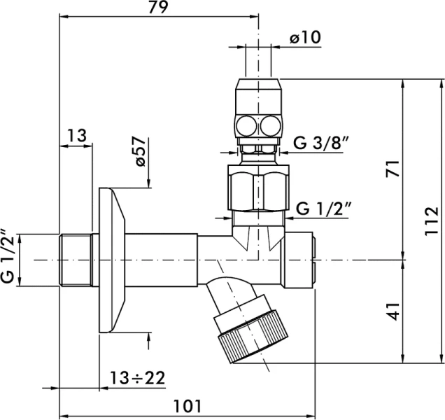 Вентиль угловой Nicolazzi Articoli vari 5578 (детальная фотография), в наличии, нет в наличии