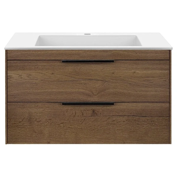 Тумба под раковину подвесная Vincea Chiara 2D 80 см дуб табак VMC-2C2800TO (детальная фотография), подвесная, пристенная