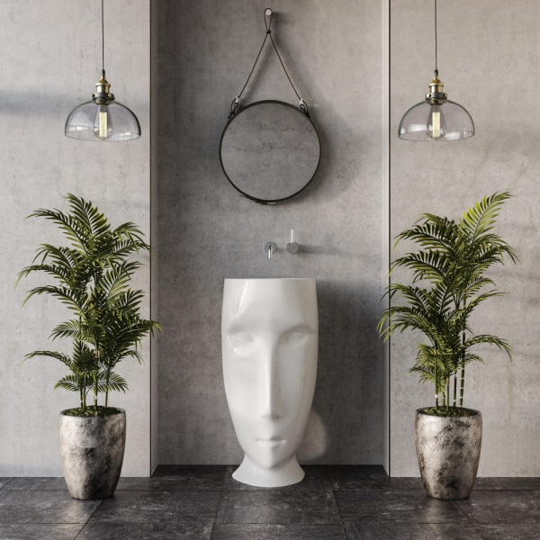 Раковина свободностоящая, белая, Kerasan Artwork Moloco 4741K01 (детальная фотография), белые