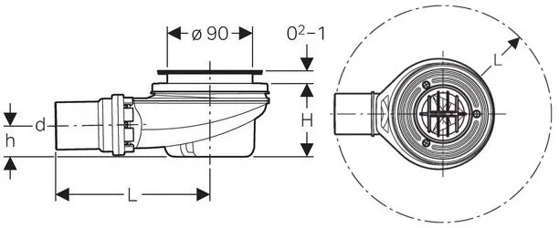 Сифон для поддона Geberit воронка из ПНД 150.550.00.1 (детальная фотография), в наличии