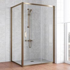 Душевой уголок профиль бронза стекло прозрачное Vegas-glass