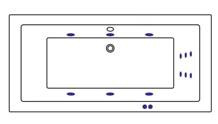 Ванна гидромассажная Whitecross Savia Duo Line, 170 х 80 см, увеличенная толщина акрила, усиленная армировка, белый/бронза, 0103.170080.100.LINE.BR (детальная фотография), акриловые